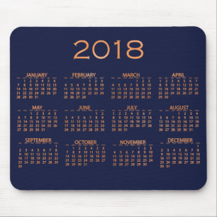 Tapis De Souris Calendrier 2018 Metallic Blue Marine Cuivre Rose G