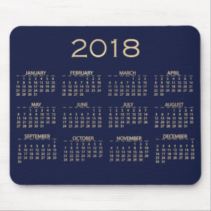 Tapis De Souris Calendrier 2018 Metallic Blue Navy Sepia Gold