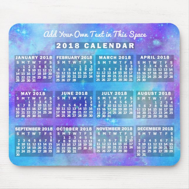 Tapis De Souris Calendrier 2018 (Voir la description pour la nouve (Devant)