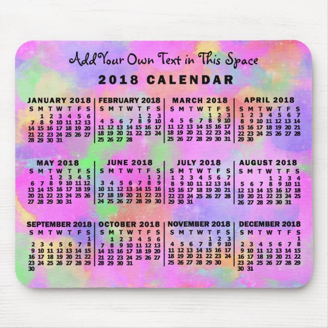 Tapis De Souris Calendrier 2018 (Voir la description pour la nouve (Devant)