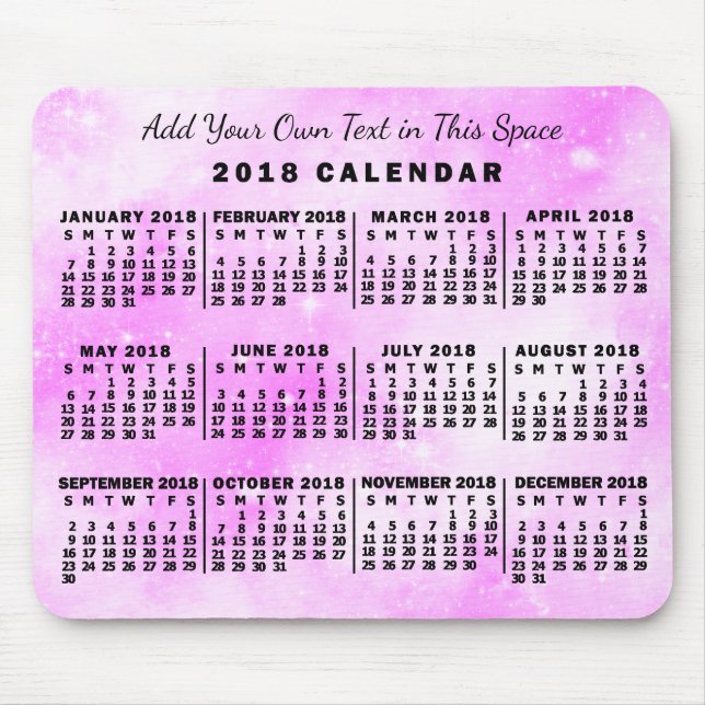Tapis De Souris Calendrier 2018 (Voir la description pour la nouve (Devant)