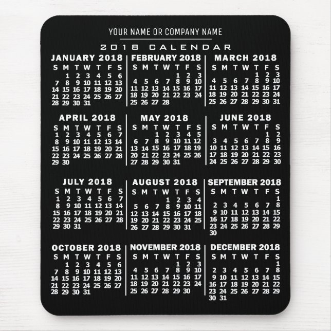 Tapis De Souris Calendrier 2018 (Voir la description pour la nouve (Devant)