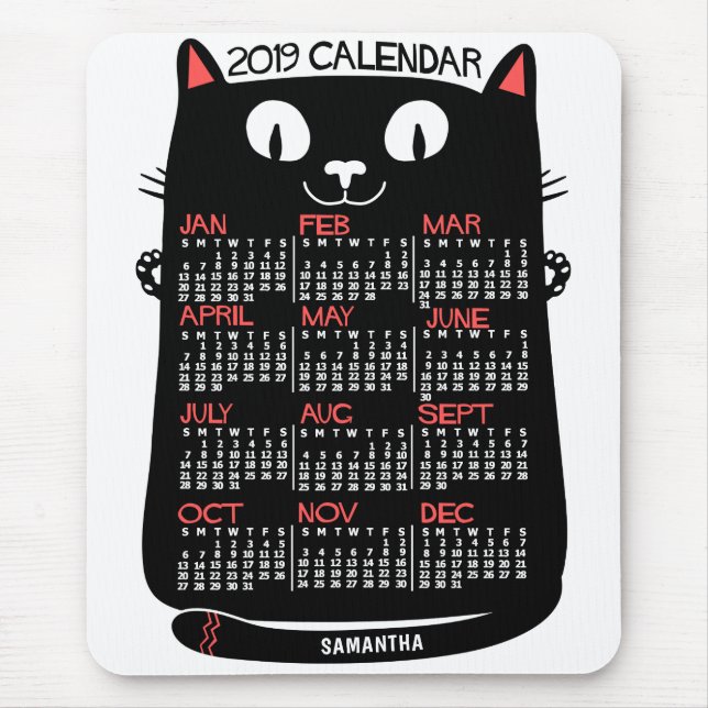 Tapis De Souris Calendrier 2019 (Voir la description pour la nouve (Devant)