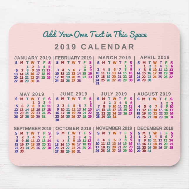 Tapis De Souris Calendrier 2019 (Voir la description pour la nouve (Devant)