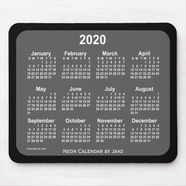Tapis De Souris Calendrier 2020 des Black Charcoal par Janz (Devant)