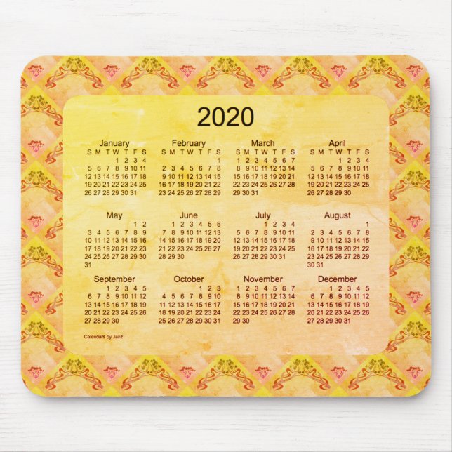 Tapis De Souris Calendrier 2020 par Janz Art Nouveau Foil (Devant)