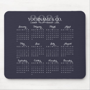 Tapis De Souris Calendrier 2021 Nom d'entreprise Marine Grey