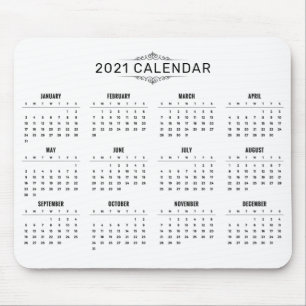 Tapis De Souris Calendrier 2021 simple mais élégant   Mousepad