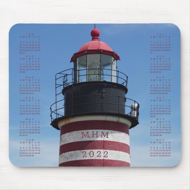 Tapis De Souris Calendrier 2022 Classic West Quoddy Red Lighthouse (Devant)