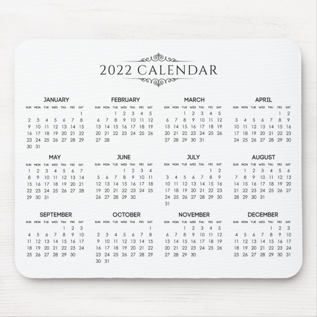 Tapis De Souris Calendrier 2022 simple mais élégant | Mousepad (Devant)