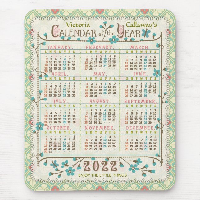 Tapis De Souris Calendrier 2022 (Voir la description pour la nouve (Devant)