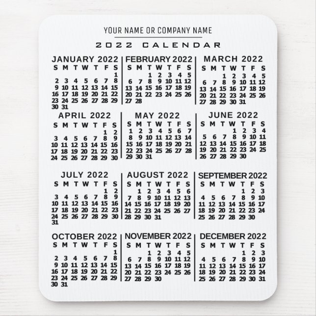 Tapis De Souris Calendrier 2022 (Voir la description pour la nouve (Devant)