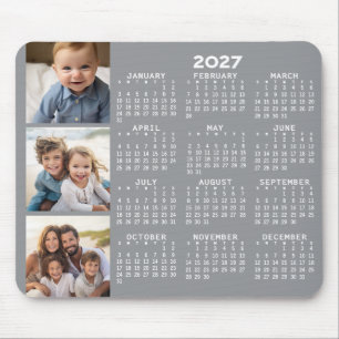 Tapis De Souris Calendrier 2023 avec 3 Collage photo - taupe