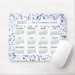 Tapis De Souris Calendrier 2023 Blue White Grey Terrazzo Personnal