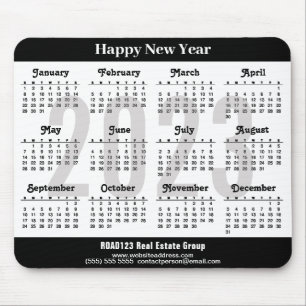 Tapis De Souris Calendrier 2023 Business Moderne Noir Blanc Simple