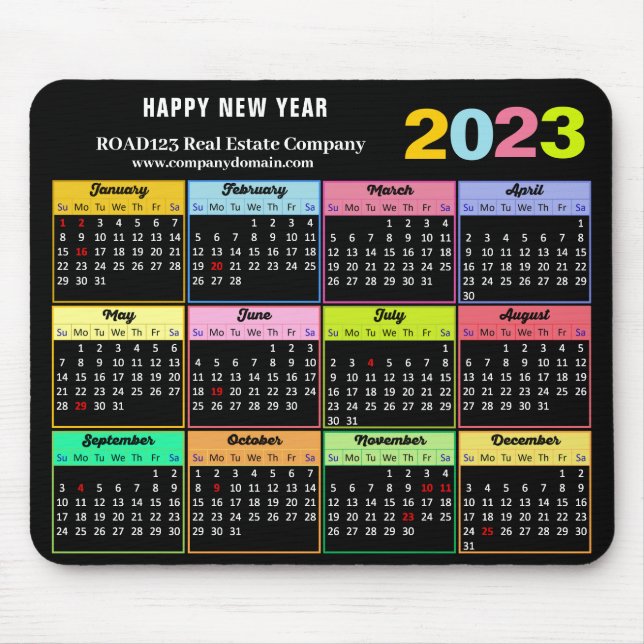 Tapis De Souris Calendrier 2023 Business moderne personnalisé blan (Devant)