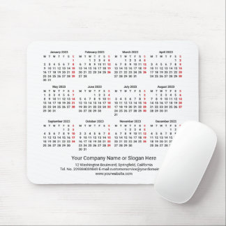Tapis De Souris Calendrier 2023 LUNDI COMMENCER Blanc Minimaliste