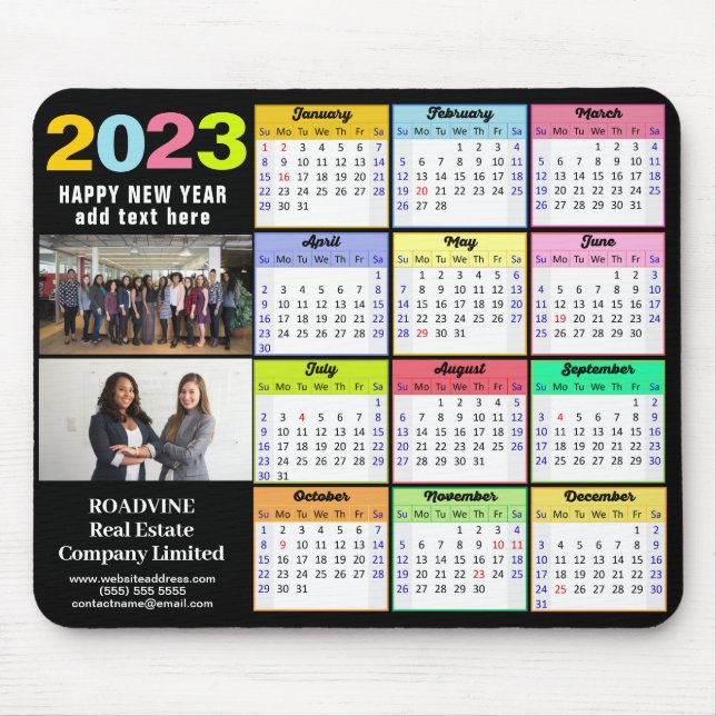 Tapis De Souris Calendrier 2023 Modern 2 Photo Custom Business (Devant)