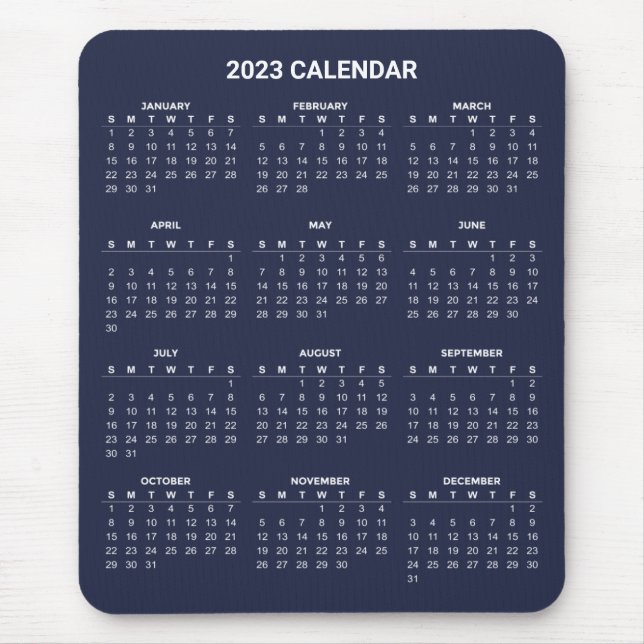 Tapis De Souris Calendrier 2023 simple mais élégant | Mousepad (Devant)