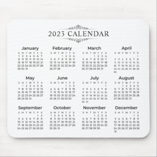 Tapis De Souris Calendrier 2023 simple mais élégant   Mousepad