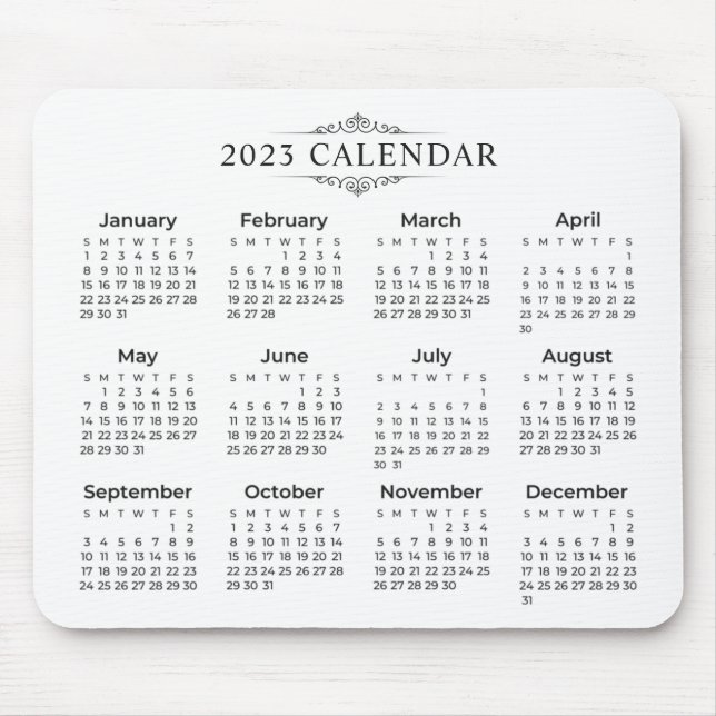 Tapis De Souris Calendrier 2023 simple mais élégant | Mousepad (Devant)