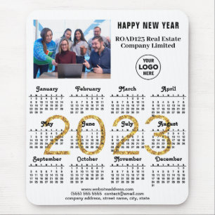 Tapis De Souris Calendrier 2023 Société Photo Logo Gold Script