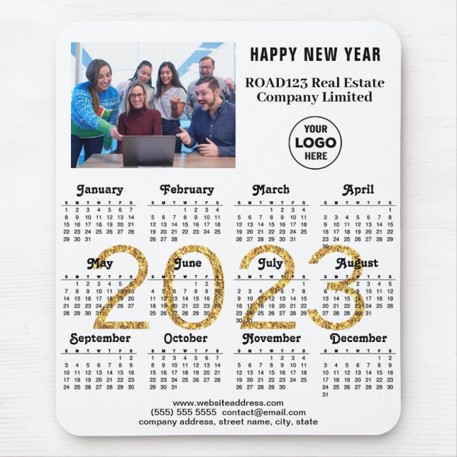Tapis De Souris Calendrier 2023 Société Photo Logo Gold Script (Devant)