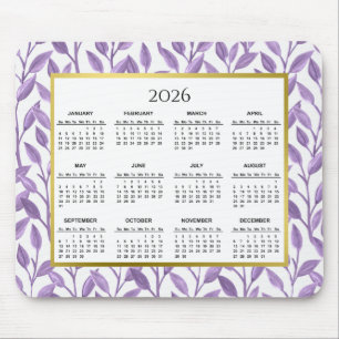 Tapis De Souris Calendrier 2023 Vignes Florales Purple & Or