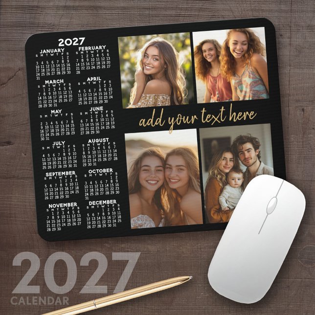 Tapis De Souris Calendrier 2024 - 4 textes de collage de photos mo (2027 Calendar Mousepad)