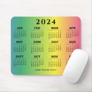 Tapis De Souris Calendrier 2024 - Arc-en-ciel