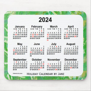 Tapis De Souris Calendrier 2024 des fêtes vertes par Janz Mouse P