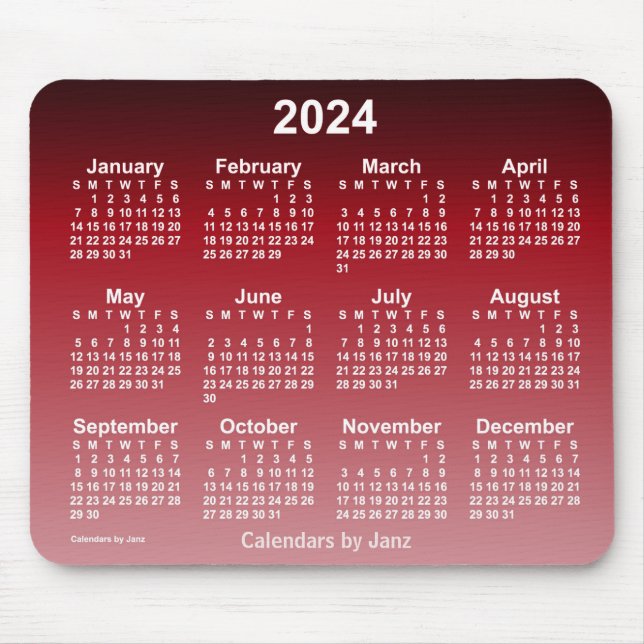 Tapis De Souris Calendrier 2024 Faded Cherry Neon par Janz Mouse P (Devant)