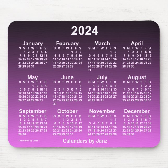 Tapis De Souris Calendrier 2024 Faded Hot Pink Neon par Janz (Devant)