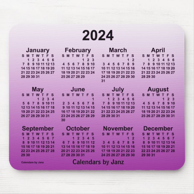 Tapis De Souris Calendrier 2024 Faded Purple par Janz Mouse Pad (Devant)