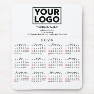 Tapis De Souris Calendrier 2024 Logo et texte d'entreprise en blan