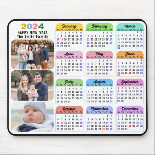 Tapis De Souris Calendrier 2024 Minimaliste 3 photo de famille col