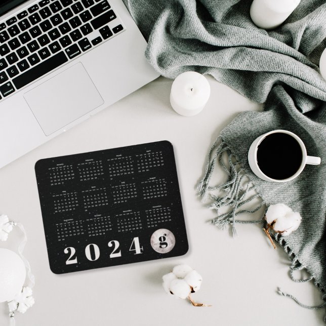 Tapis De Souris Calendrier 2024 Monogramme sous le Ciel Nocturne É (Créateur téléchargé)