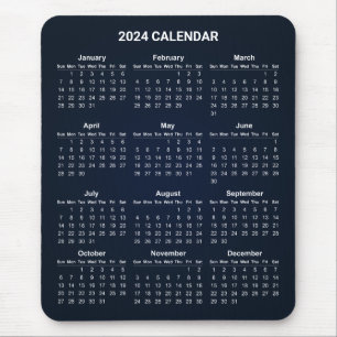 Tapis De Souris Calendrier 2024 simple mais élégant   Mousepad