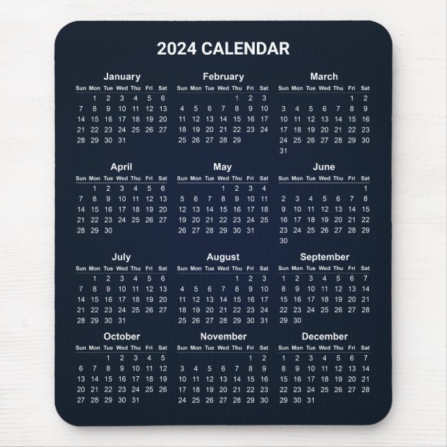 Tapis De Souris Calendrier 2024 simple mais élégant | Mousepad (Devant)