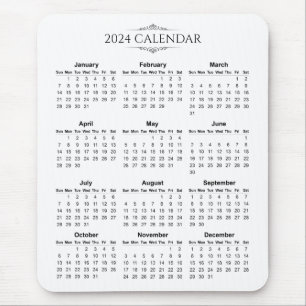 Tapis De Souris Calendrier 2024 simple mais élégant Mousepad