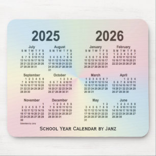 Tapis De Souris Calendrier 2025-2026 d'école de nuage