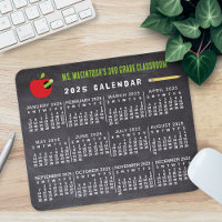 Calendrier 2025 Année Chalkboard School Nom de l'e