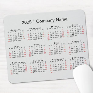 Tapis De Souris Calendrier 2025 avec nom de l'entreprise sur fond