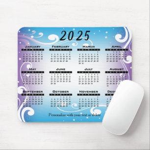 Tapis De Souris Calendrier 2025 Bleu et pourpre - Année