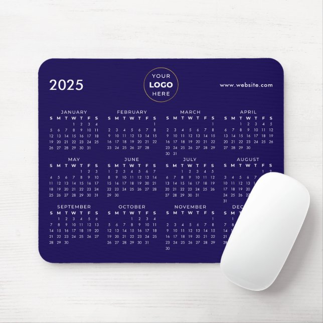 Tapis De Souris Calendrier 2025 Business Logo Bleu (Avec souris)
