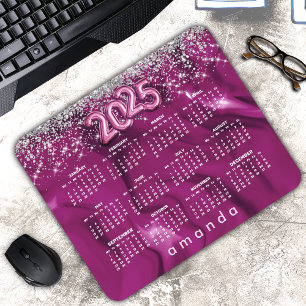 Tapis De Souris Calendrier 2025 de la parties scintillant d'argent