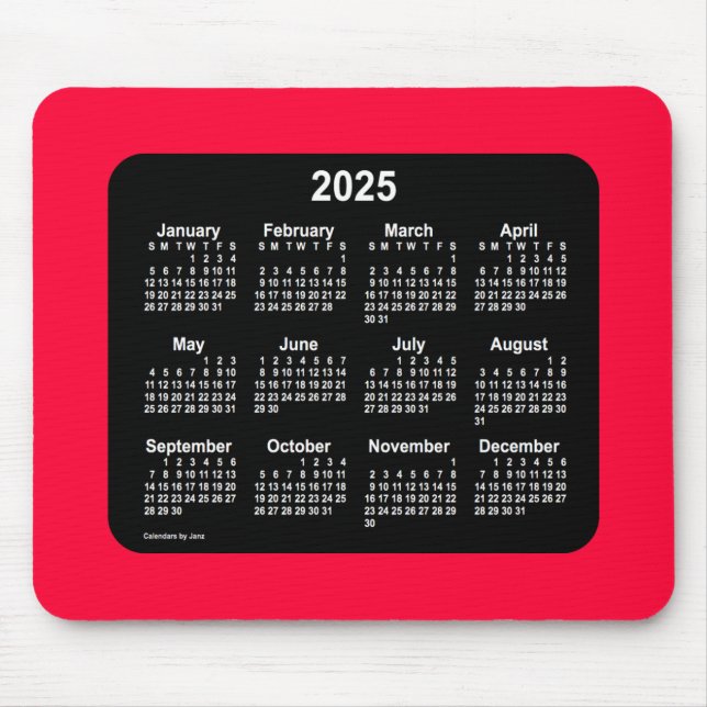 Tapis De Souris Calendrier 2025 des cerisiers rouges néon par Janz (Devant)