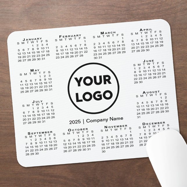 Tapis De Souris Calendrier 2025 Entreprise Logo Pad souris (2025 Calendar Business Company Logo Mouse Pad in situ)