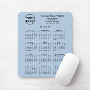 Tapis De Souris Calendrier 2025 - Logo d'entreprise et texte en bl