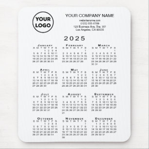 Tapis De Souris Calendrier 2025 - Logo d'entreprise et texte en bl
